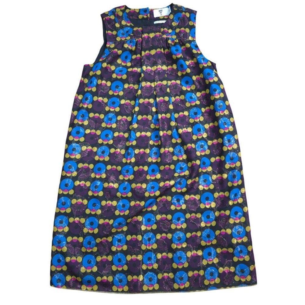 Anna Sui 20th Anniversary Metallic Dot Sleeveless Shift Dress XS.